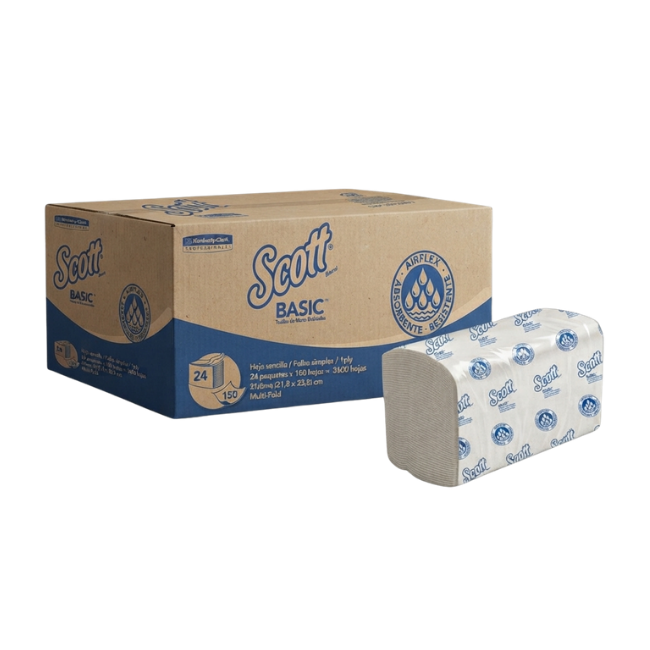 TOALLA INTERFOLIADA AIRFLEX SCOTT BASIC 1 PLY CAJA 24X150