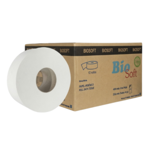 PAPEL HIGIENICO JUMBO ROLL BIOSOFT CAJA 12X500 MTS.