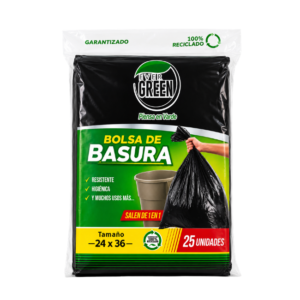 BOLSA DE BASURA NEGRA SENCILLA 24"X36" PAQ. 1X25 EVER GREEN