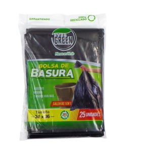 BOLSA NEGRA SENCILLA EVER GREEN 24X36 PAQ. 100*1