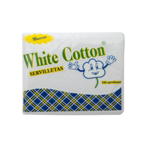 SERVILLETA CUADRADA WHITE COTTON PAQ. 100*1