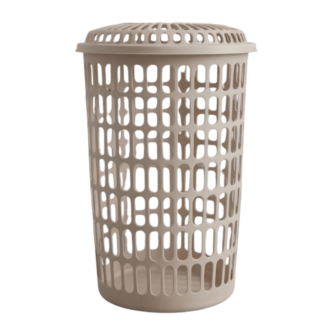 CANASTA PLASTICA CON TAPA PARA ROPA