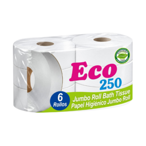 PAPEL HIGIENICO JUMBO ROLL ECO 2 PLY FARDO 6x250MTS.
