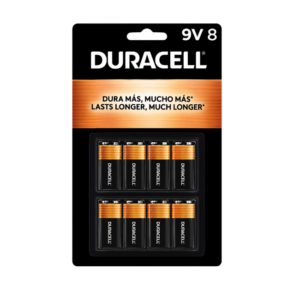 DURACELL BATERÍAS ALCALINAS DE 9 V – 8 UNIDADES